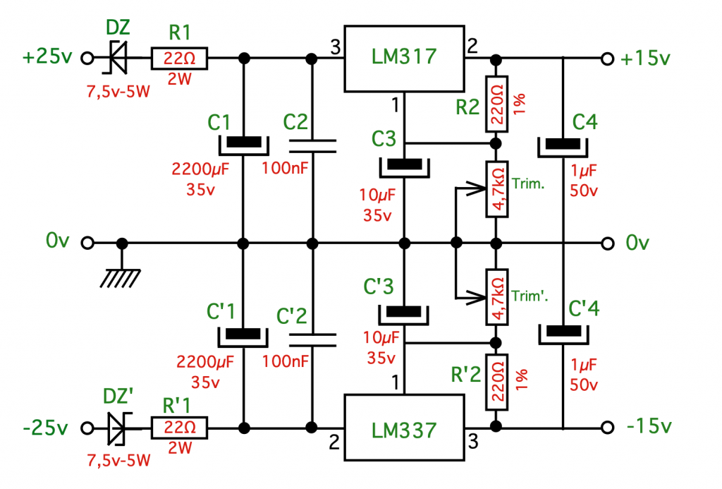 schéma alim ±15v